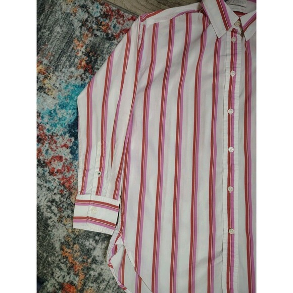 J Crew Women's Button Shirt Size 4 Pink/White Stripe Long Sleeve Lightweight... - Picture 4 of 11